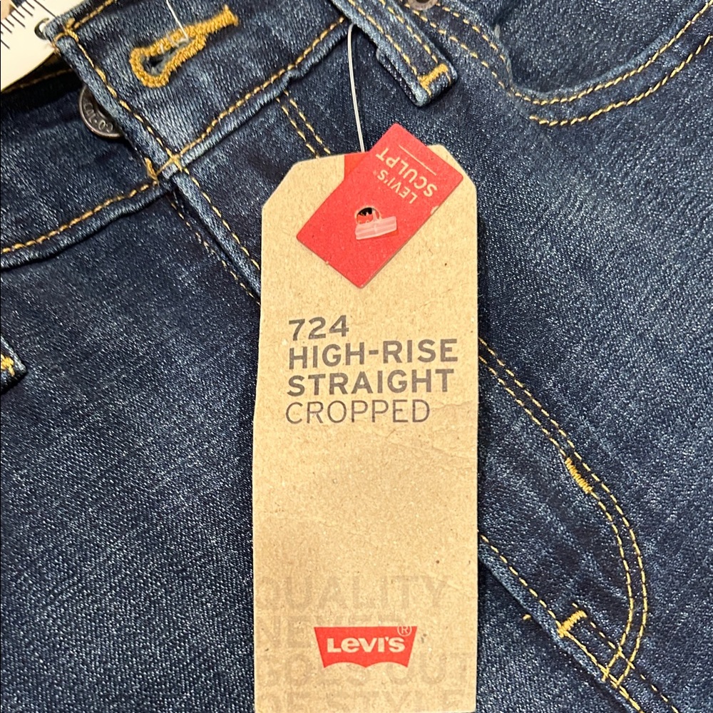 NWT Levi’s 724 High-Rise Straight Cropped Dark Wash Jeans - Picture 4 of 10